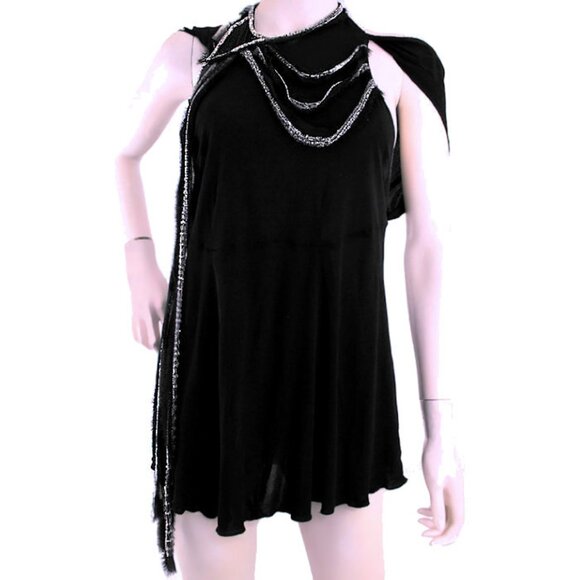 Vintage CHLOE x Phoebe Philo Beaded Art Deco Black Top Fall 2002 Runway - Picture 5 of 11